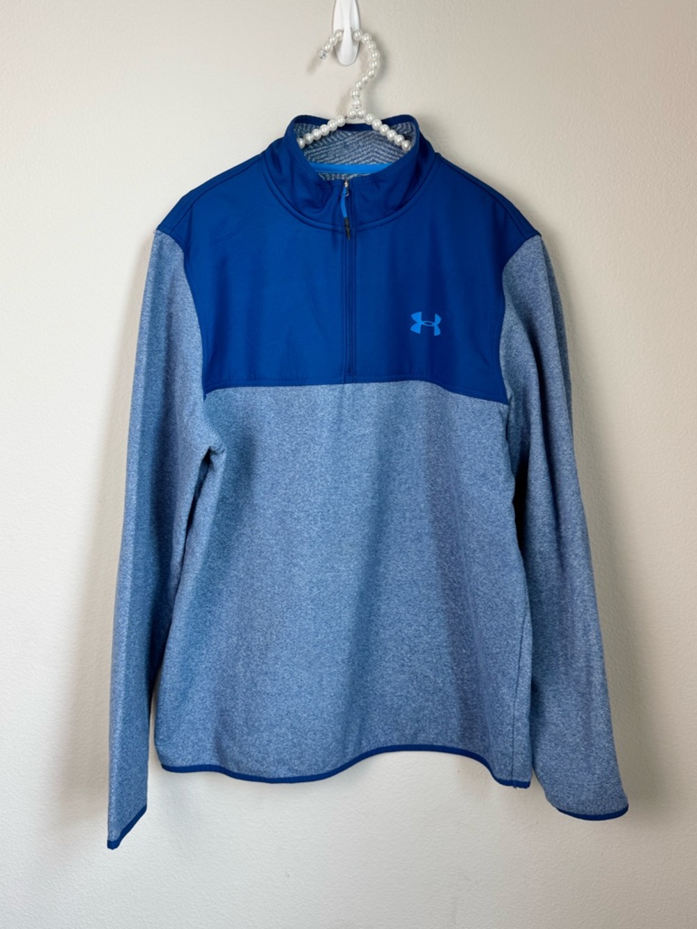 Under Armour Two-Tone Blue Heather 1/4 Zip Performance Jacket